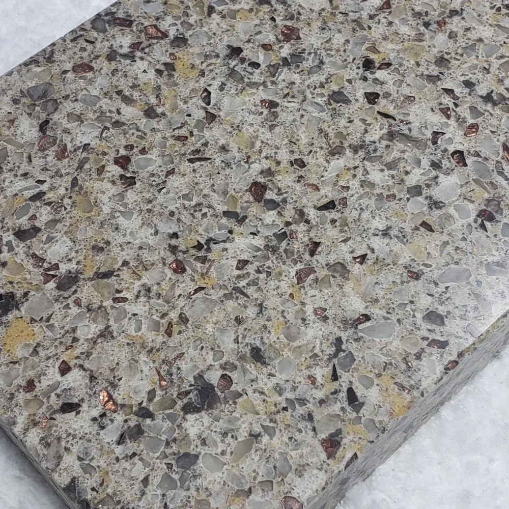 Quartz Stone Cutting Board cheese sushi charcuterie tray 5x10 brown copper chip